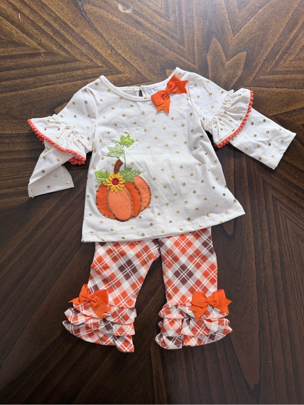 Rare Editions fall pumpkin infant outfit